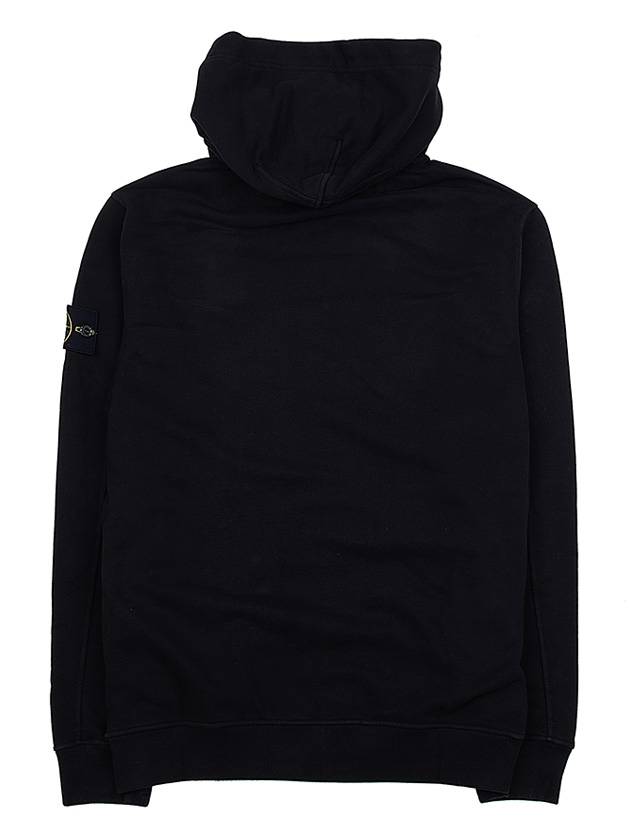 Brushed Cotton Fleece Garment Dyed Hooded Zip Up Black - STONE ISLAND - BALAAN 3