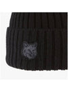 Bold Fox Head Patch Ribbed Beanie Black - MAISON KITSUNE - BALAAN 6