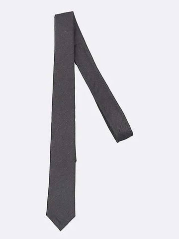 Dark gray color 100 wool three stripe detail tie - THOM BROWNE - BALAAN 1