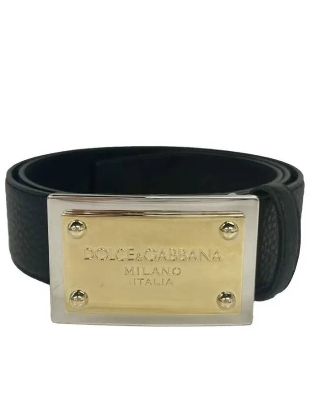 Buckle Square Grain Leather Belt Black - DOLCE&GABBANA - BALAAN 2