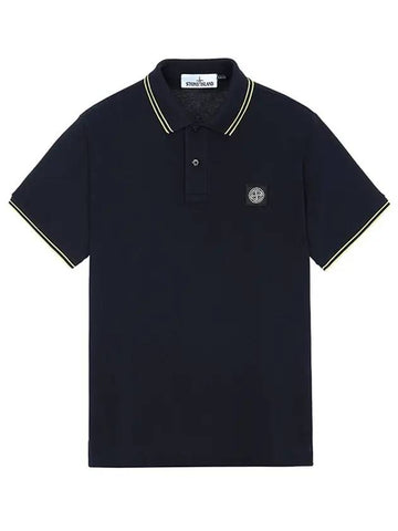 Men's Two Line Logo Patch PK Shirt Navy - STONE ISLAND - BALAAN.