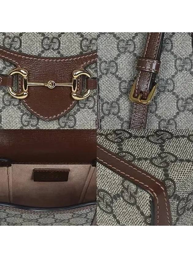 625615 Gold Horsebit 1955 Supreme Canvas Brown Leather Mini Cross Bag - GUCCI - BALAAN 5