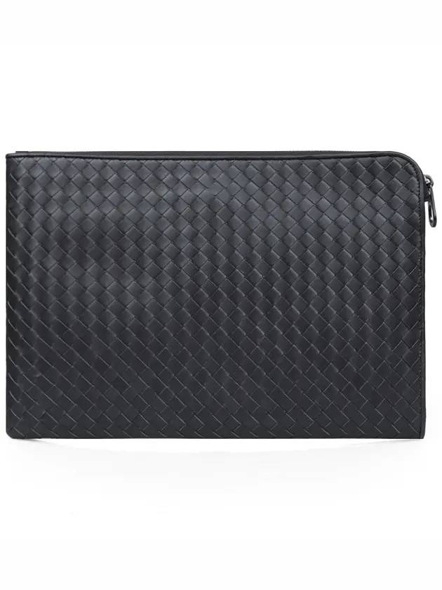 Intrecciato Weaving Zipper Clutch Bag Gray - BOTTEGA VENETA - BALAAN 1