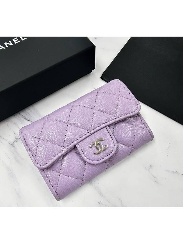 Classic card wallet caviar violet silver AP0214 sticker new model - CHANEL - BALAAN 2