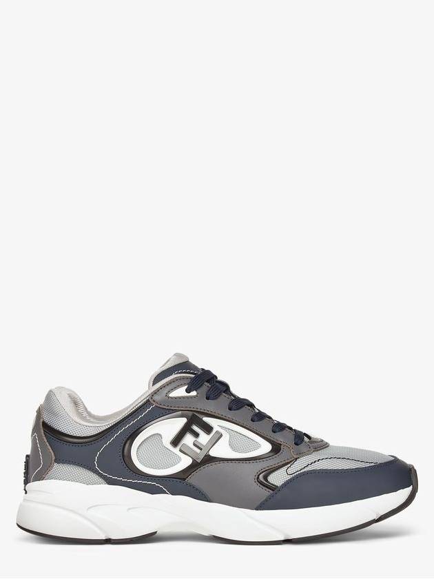 Forward Mesh Leather Low Top Sneakers Grey - FENDI - BALAAN 2