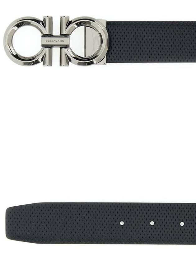 Gancini Buckle Reversible Leather Belt Navy Black - SALVATORE FERRAGAMO - BALAAN 3