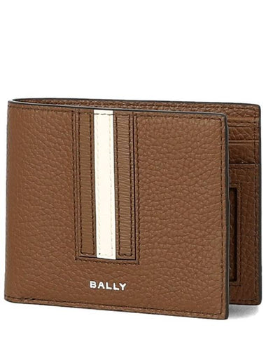 Ribbon Bifold Leather Half Wallet Brown - BALLY - BALAAN 1