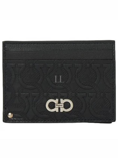 Gancini Embossed Card Wallet Black - SALVATORE FERRAGAMO - BALAAN 2