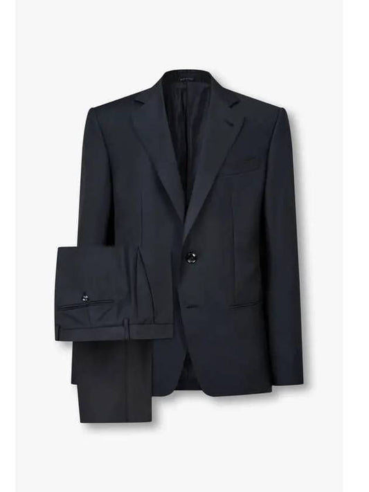 Men s no cheat lapel cashmere wool suit dark navy - GIORGIO ARMANI - BALAAN 1