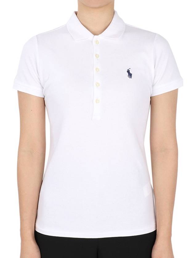 Polo Women s Stretch Cotton PK Short Sleeve White 211870245 001 - RALPH LAUREN - BALAAN 2