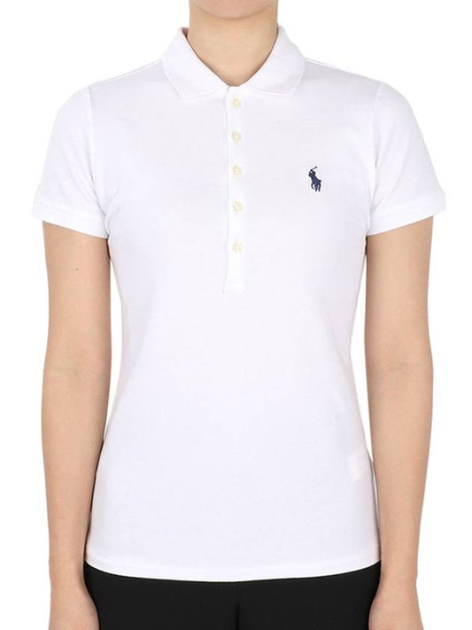 Polo Women s Stretch Cotton PK Short Sleeve White 211870245 001 - RALPH LAUREN - BALAAN 2