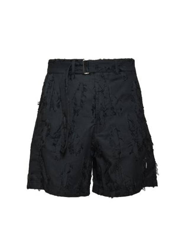 Distressed Belt Cotton Shorts Black - MSGM - BALAAN 2