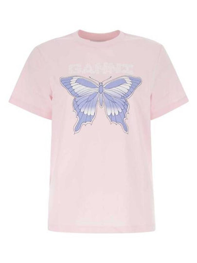 Women's Butterfly Relaxed Short Sleeve T-Shirt Light Lilac - GANNI - BALAAN 2