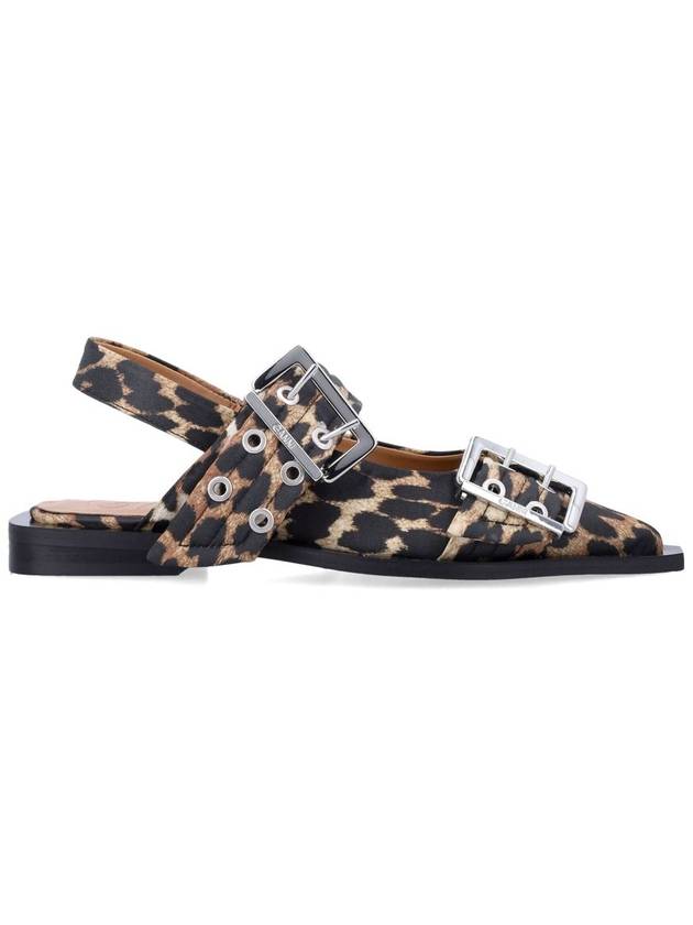 Leopard satin Feminine buckle ballerinas - GANNI - BALAAN 1