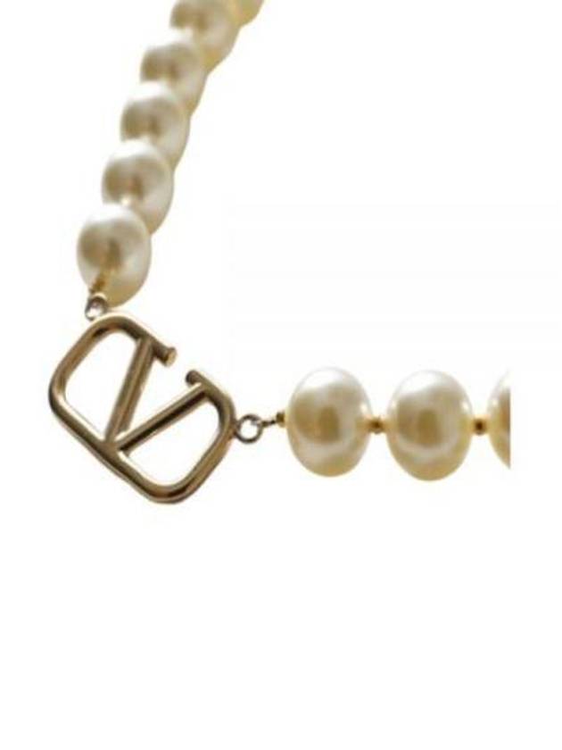 Pearl V Logo Necklace Gold - VALENTINO - BALAAN 2