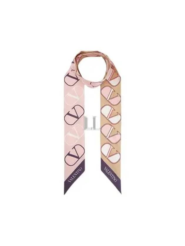 V Logo Signature Silk Scarf Pink - VALENTINO - BALAAN 2