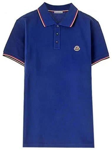 8A70300 84556 774 Three line neckline polo t shirt blue men s TJ 271375 - MONCLER - BALAAN 1