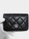 Classic zipper card wallet caviar black silver AP0216 - CHANEL - BALAAN 4