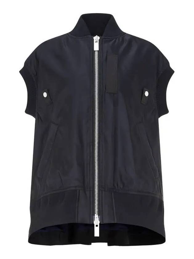 Women's Pleated Big Zip-up Vest Black 271227 - SACAI - BALAAN 1