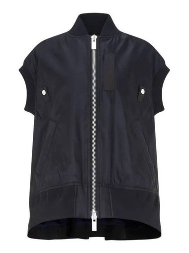 Women's Pleated Big Zip-up Vest Black 271227 - SACAI - BALAAN 1