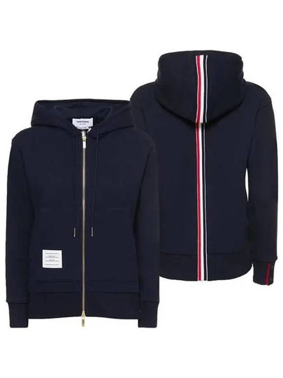 Women's Striped Loopback Zip-Up Hoodie Navy - THOM BROWNE - BALAAN 2