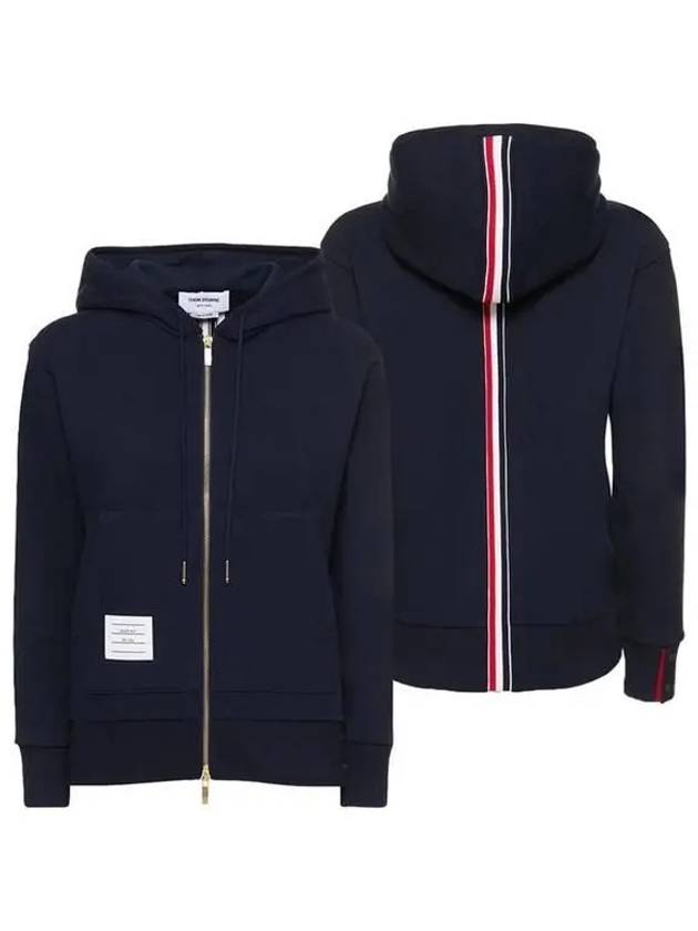 Women's Striped Loopback Zip-Up Hoodie Navy - THOM BROWNE - BALAAN 2