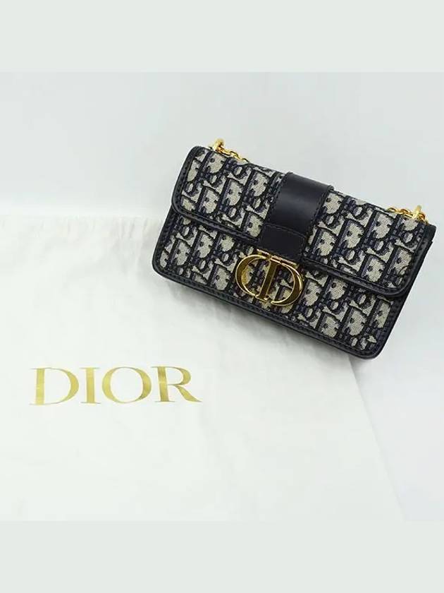 30 Montaigne Oblique Jacquard Chain Shoulder Bag Blue - DIOR - BALAAN 3