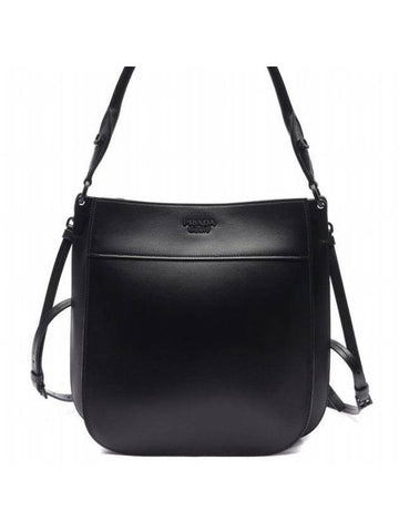 Margit Leather Hobo Shoulder Bag Black - PRADA - BALAAN 1