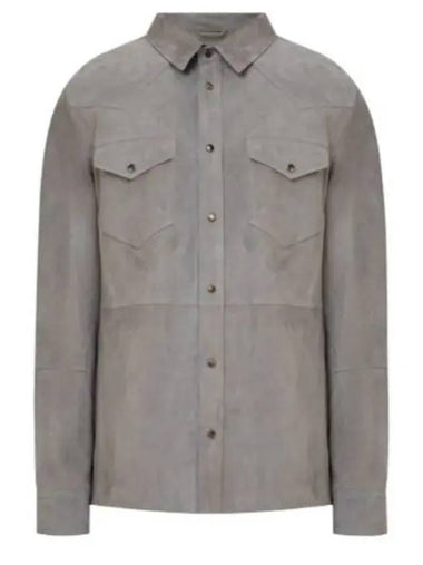 Suede long sleeve shirt gray MPCLN1721 - BRUNELLO CUCINELLI - BALAAN 1