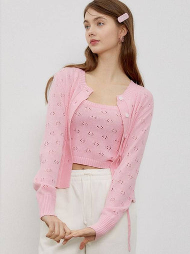 String punching cardigan_Pink - ITER - BALAAN 1