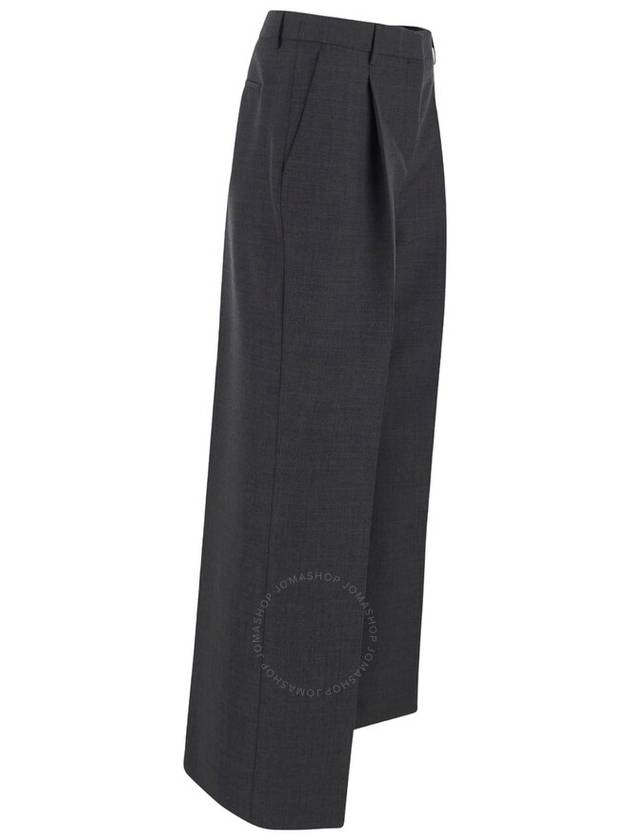 Wool Leg Wide Pants Dark Gray Melange - BURBERRY - BALAAN 4