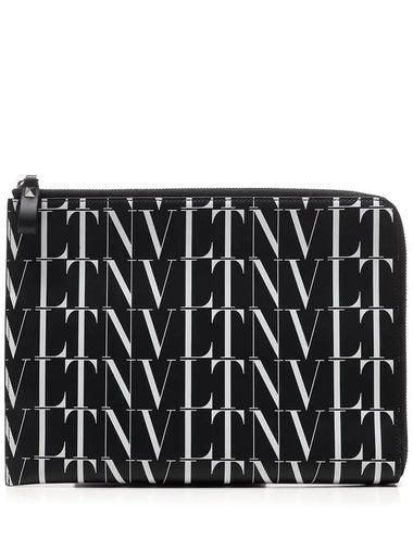 VLTN Logo Times Clutch Bag Black - VALENTINO - BALAAN 1