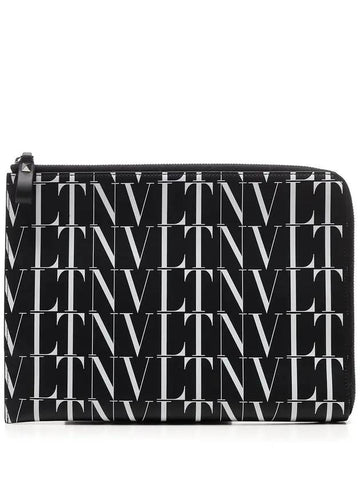 VLTN Logo Times Clutch Bag Black - VALENTINO - BALAAN 1