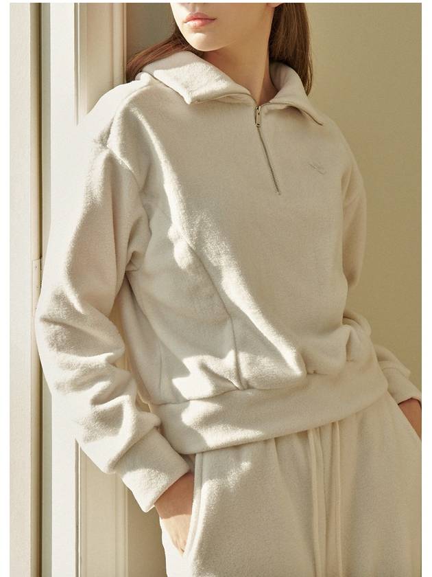 Women's Benini Fleece Half Zip-Up Sweatshirt Ivory - MICANE - BALAAN 2