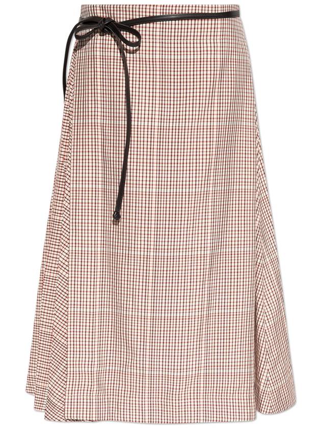 Bottega Veneta Plaid Skirt, Women's, Red - BOTTEGA VENETA - BALAAN 1