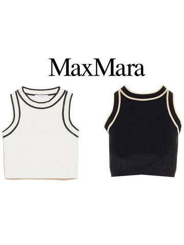 Knit crop top contrast panel halter neck 2411361062600 - MAX MARA - BALAAN 1