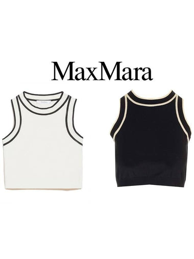 Knit crop top contrast panel halter neck 2411361062600 - MAX MARA - BALAAN 1