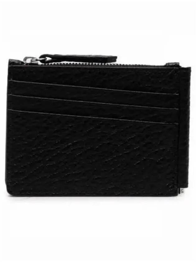 Stitch Leather Zipper Card Wallet Black - MAISON MARGIELA - BALAAN 2