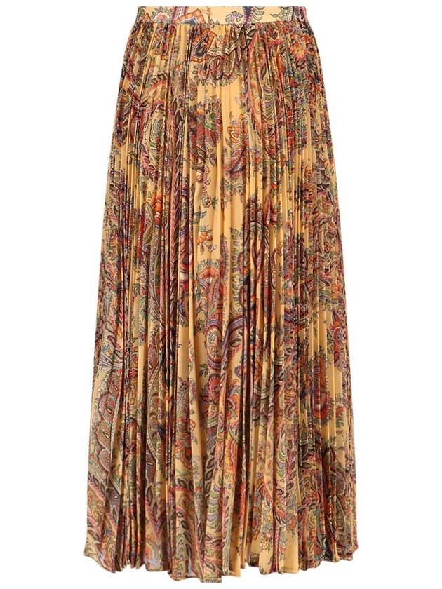 Paisley Print Silk Midi Pleated Skirt Beige - ETRO - BALAAN 3