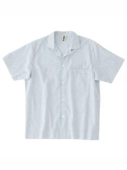 Poplin Pajamas Organic Cotton Short Sleeve Shirt Placid Blue - TEKLA - BALAAN 2