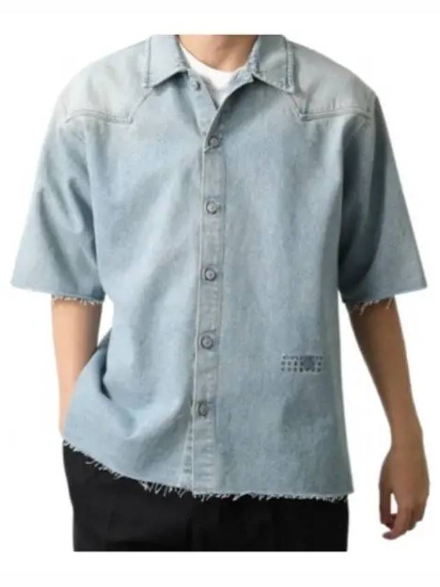 Denim Short Sleeve T-Shirt Blue - MAISON MARGIELA - BALAAN 2