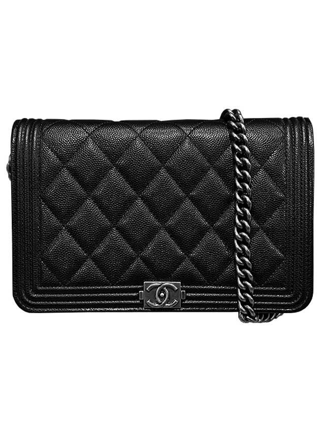 Boy  Cossbody Bag Grained Calfskin Ruthenium Black - CHANEL - BALAAN 1