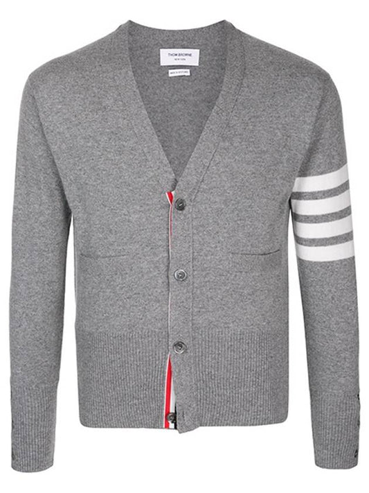 Men's Diagonal Classic Cashmere Cardigan Light Grey - THOM BROWNE - BALAAN 2