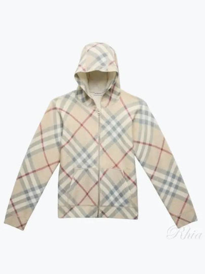 Kids Check Wool Hooded Zip-Up Jacket Beige - BURBERRY - BALAAN 2