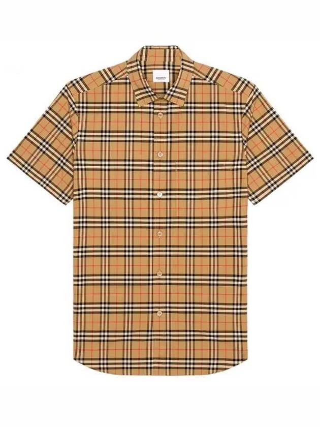 Small Scale Check Stretch Short Sleeve Shirt Archive Beige - BURBERRY - BALAAN 2