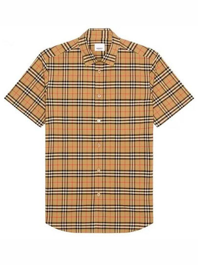 Small Scale Check Stretch Short Sleeve Shirt Archive Beige - BURBERRY - BALAAN 2