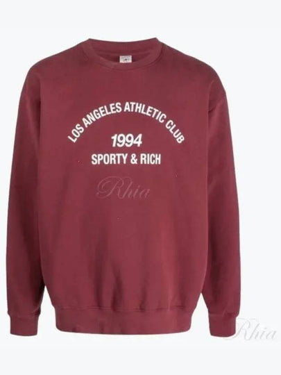 Club Crew Neck Cotton Sweatshirt Burgundy - SPORTY & RICH - BALAAN 2