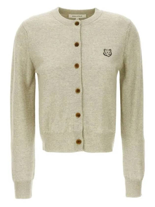 Bold Fox Head Patch Regular Cardigan Beige Melange - MAISON KITSUNE - BALAAN 2