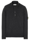 Wappen Patch Button Knit Top Melange Charcoal - STONE ISLAND - BALAAN 1