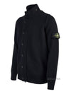 Wappen High Neck Button Up Wool Cardigan Black - STONE ISLAND - BALAAN 3